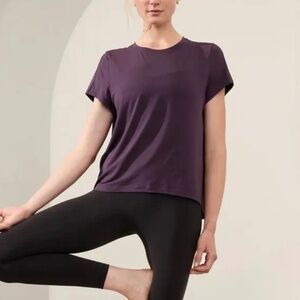 Athleta With Ease Tee Medium Tall Color Iris NWT